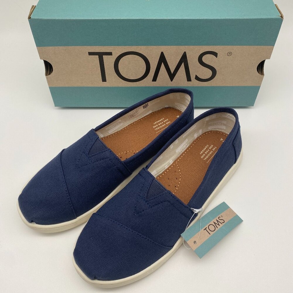 ☆☆HOT DEAL☆☆TOMS ALPARGATA NAVY CANVAS US YOUTH SIZE 4